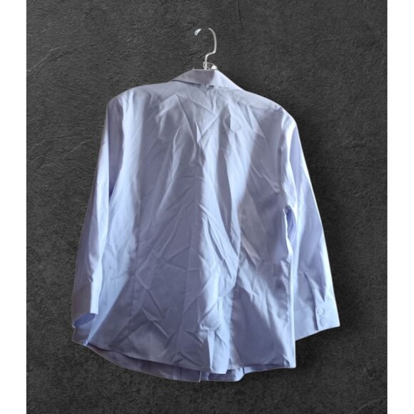 Anne Klein Top Women Purple Pinstripe Long Slv Collared Button Front 100% Cotton - Picture 2 of 9